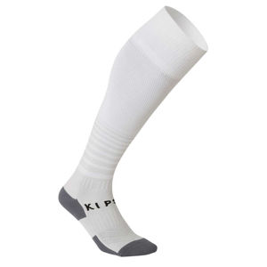 KIPSTA Detské vrúbkované futbalové ponožky F500 biele BIELA 35/38.