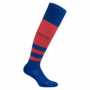 Vysoké ponožky na ragby r500 modro-biele
