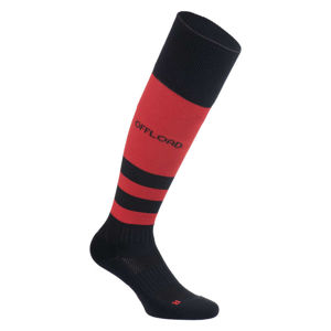 OFFLOAD Pánske ponožky na rugby R500 červeno-čierne ČIERNA 48/50