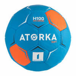 ATORKA Detská lopta na hádzanú H100 soft veľkosť 1 modro-oranžová TYRKYSOVÁ 1