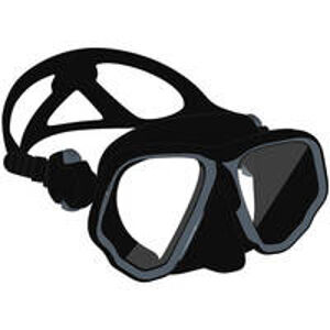 SUBEA Potápačská maska SCD 500 V2 s 2 zorníkmi a nepriehľadnou lícnicou čierno-sivá ČIERNA L