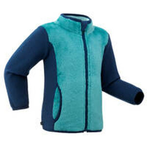 LUGIK Detská fleecová bunda na lyže a sánky Midwarm tyrkysovo-modrá MODRÁ 89-95cm 2-3R
