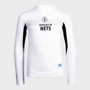 TARMAK Detské spodné tričko na basketbal UT500 s dlhým rukávom slim Nets biele BIELA 113-122cm 5-6R