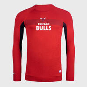 TARMAK Pánske spodné tričko na basketbal UT500LS úzky strih Bulls červené ČERVENÁ L