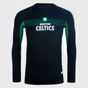 TARMAK Pánske spodné tričko na basketbal UT500LS úzky strih Celtics čierne ČIERNA L