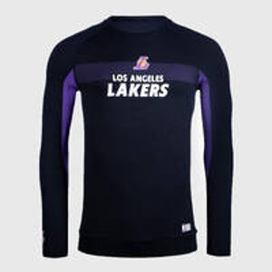 TARMAK Pánske spodné tričko na basketbal UT500LS úzky strih Lakers čierne ČIERNA XS
