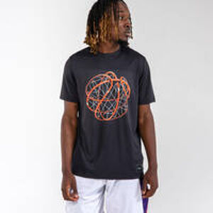 TARMAK Pánske basketbalové tričko/dres TS500 čierne s loptou ČIERNA 3XL