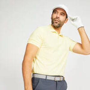 INESIS Pánska golfová polokošeľa s krátkym rukávom WW500 žltá ŽLTÁ 4XL.
