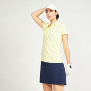 INESIS Dámska golfová polokošeľa WW500 s krátkym rukávom žltá pastelová ŽLTÁ M