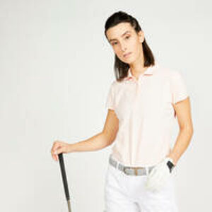 Dámska golfová polokošeľa s krátkym rukávom ww500 ružovo-jahodová