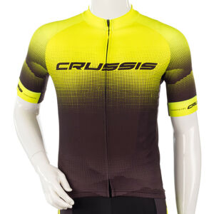 Cyklistický dres s krátkym rukávom Crussis čierna-fluo žltá - M