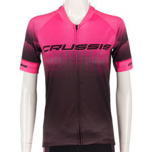 Dámsky cyklistický dres s krátkym rukávom Crussis čierno-ružová - M