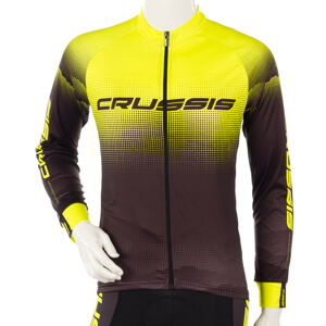 Cyklistický dres s dlhým rukávom Crussis čierna-fluo žltá - S