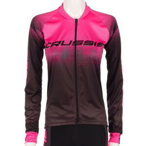 Dámsky cyklistický dres s dlhým rukávom Crussis čierno-ružová - XL