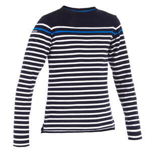 Chlapčenské námornícke tričko sailing 100 s dlhým rukávom pruhované modré