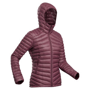 Dámska páperová bunda mt100 na treking v horách s kapucňou do -5 °c