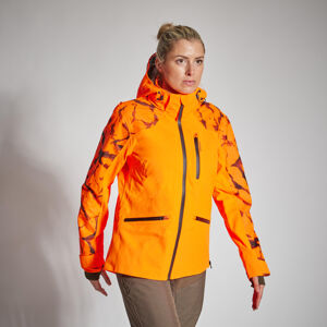 Dámska poľovnícka bunda supertrack 500 nepremokavá odolná oranžová reflexná