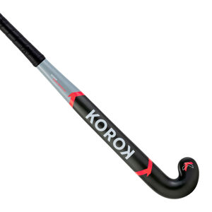Detská hokejka fh500 na pozemný hokej mid bow sklené vlákno sivo-ružová