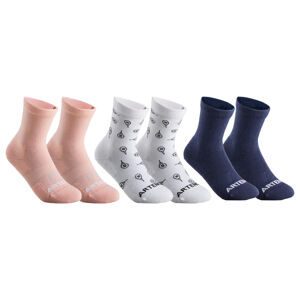 Detské tenisové ponožky rs 160 vysoké biele, svetlomodré a tmavomodré 6 párov