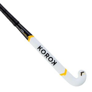 Hokejka pre pokročilých dospelých hráčov 60% karbón low bow fh560 bielo-žltá