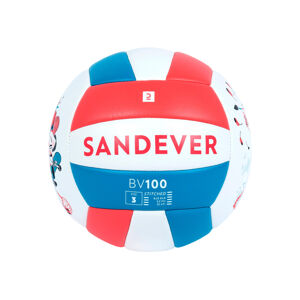 Lopta pre deti 100 classic na plážový volejbal veľkosť 3 šitá bielo-modro-červená