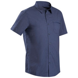 Pánska košeľa travel 100 na treking s krátkym rukávom modrá