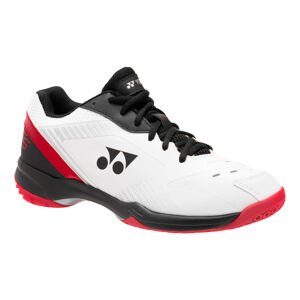 Pánska obuv na bedminton a indoorové športy pc 65 x bielo-červená