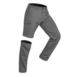 Pánske odopínateľné trekingové nohavice trek100 sivé