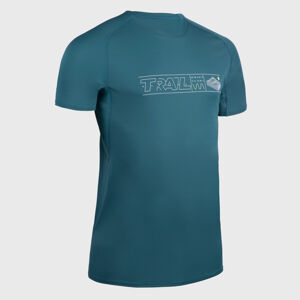 Pánske trailové tričko s krátkym rukávom s potlačou tyrkysové