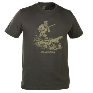 Poľovnícke tričko 100 s krátkym rukávom s motívom jeleňa gaštanovohnedé