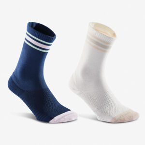 Ponožky na chôdzu vysoké urban walk 2 páry bielo-béžové heritage